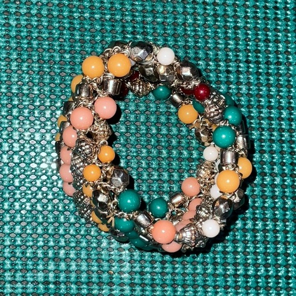 Bold Multi-Colored Beads & Chain Stretch Bracelet - Picture 5 of 12